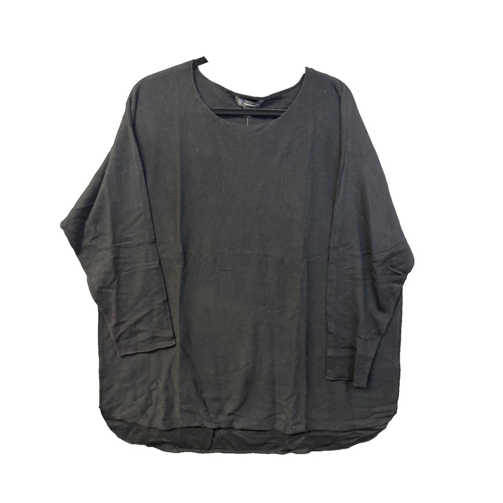 INC International Concepts Black Tunic Knit Lightweight Sweater 3/4 Sleeves 1X